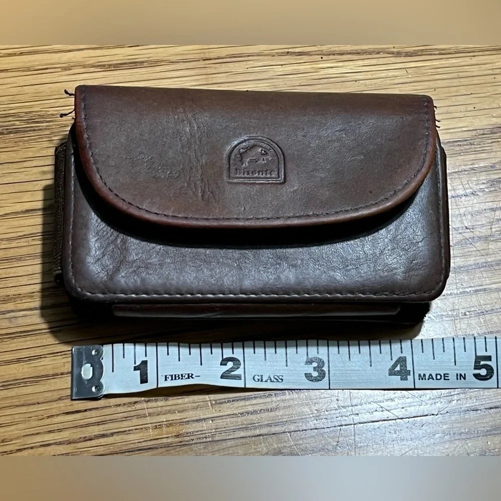 Vintage Il Bisonte Brown Leather Belt Wallet Snap Closure